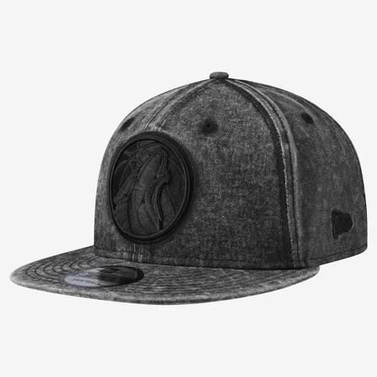 Men's Minnesota Timberwolves  New Era Black Washed Tonal 9FIFTY Snapback Hat