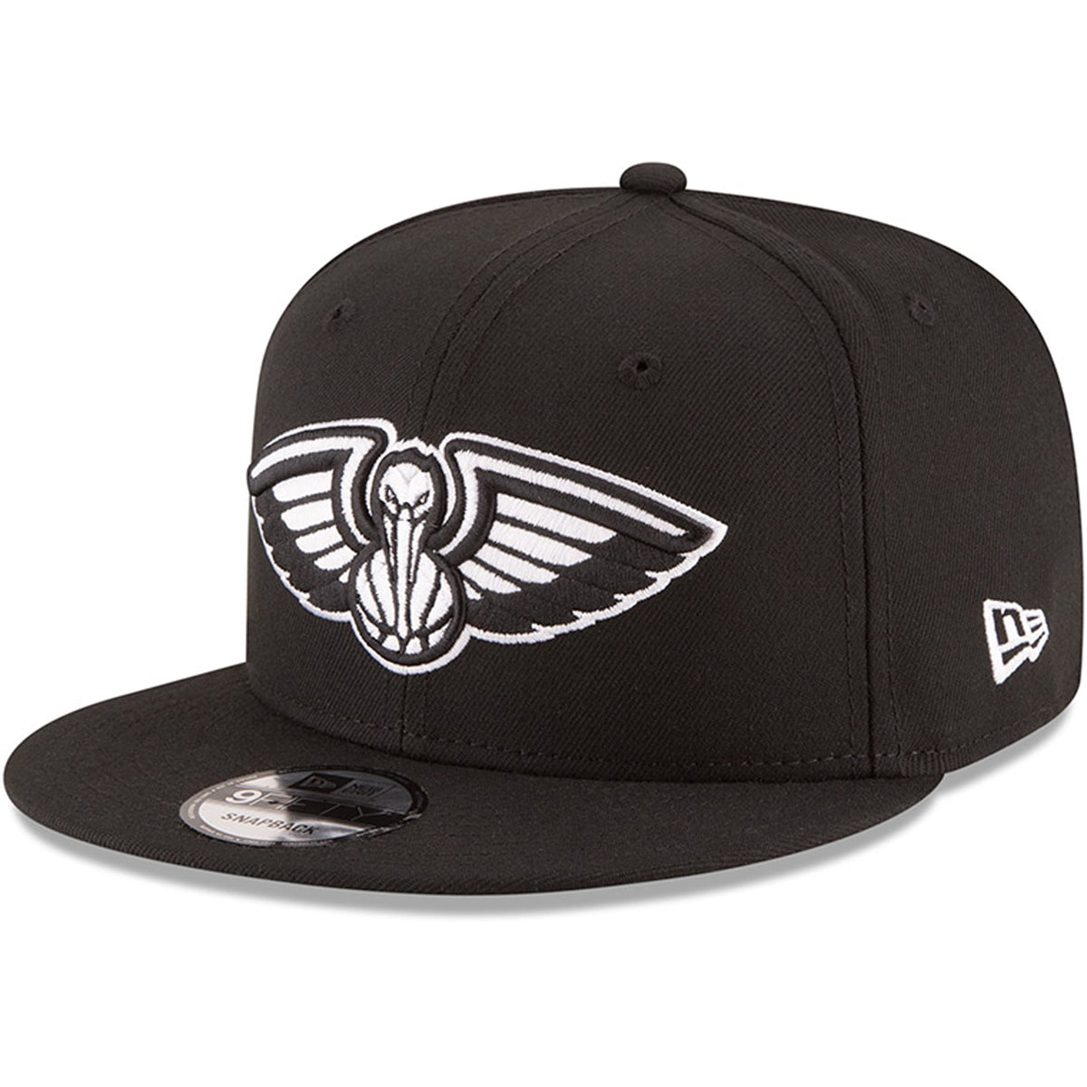 Men's New Orleans Pelicans New Era Black Black & White Logo 9FIFTY Adjustable Snapback Hat