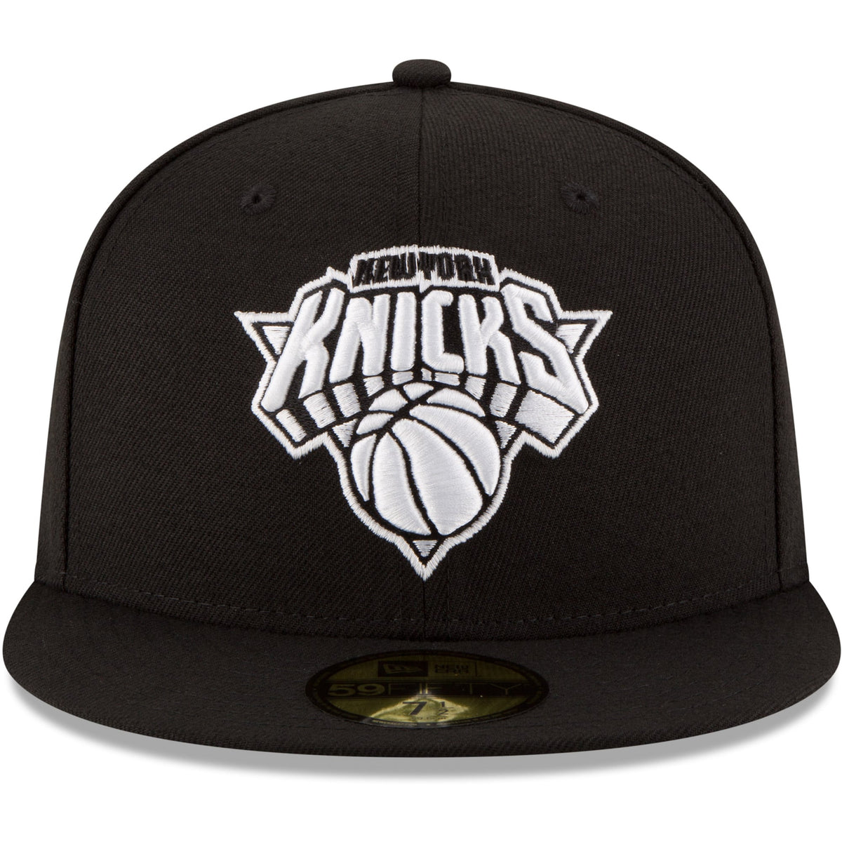 Men's New York Knicks New Era Black Black & White Logo 59FIFTY Fitted Hat