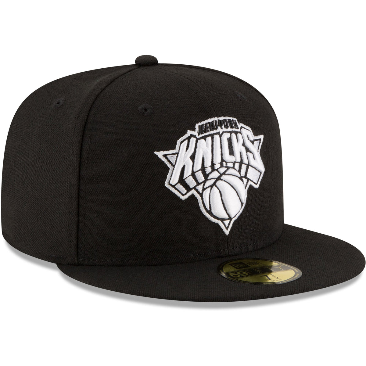 Men's New York Knicks New Era Black Black & White Logo 59FIFTY Fitted Hat