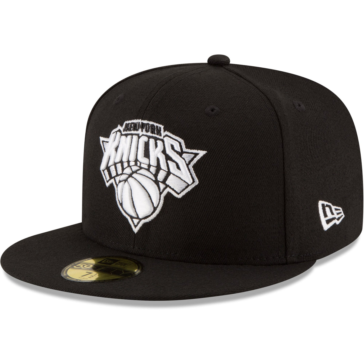 Men's New York Knicks New Era Black Black & White Logo 59FIFTY Fitted Hat