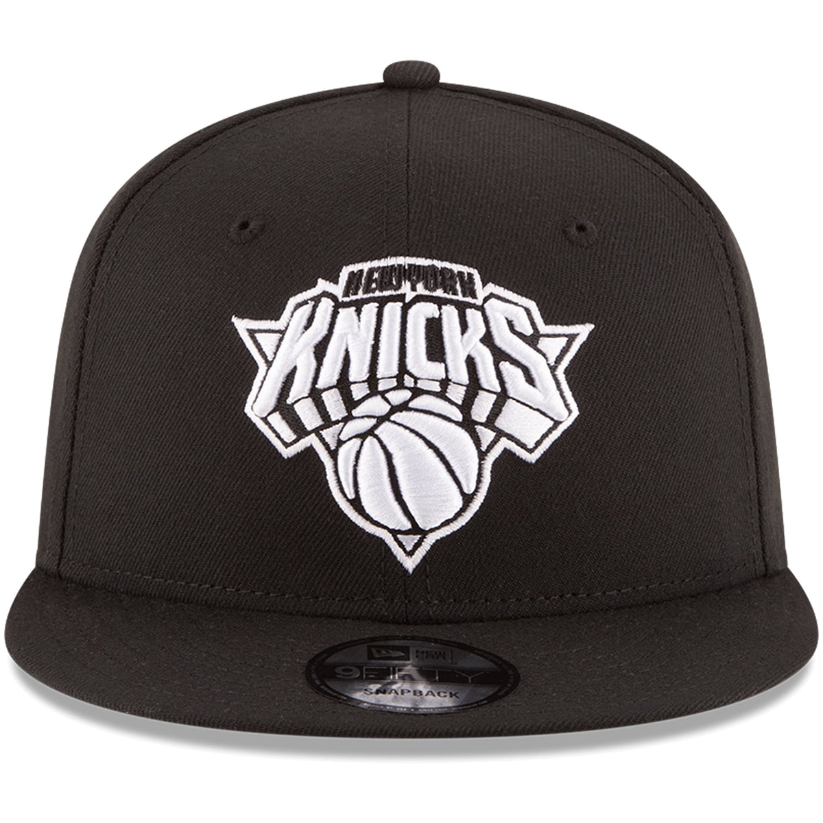 Men's New York Knicks New Era Black Black & White Logo 9FIFTY Adjustable Snapback Hat