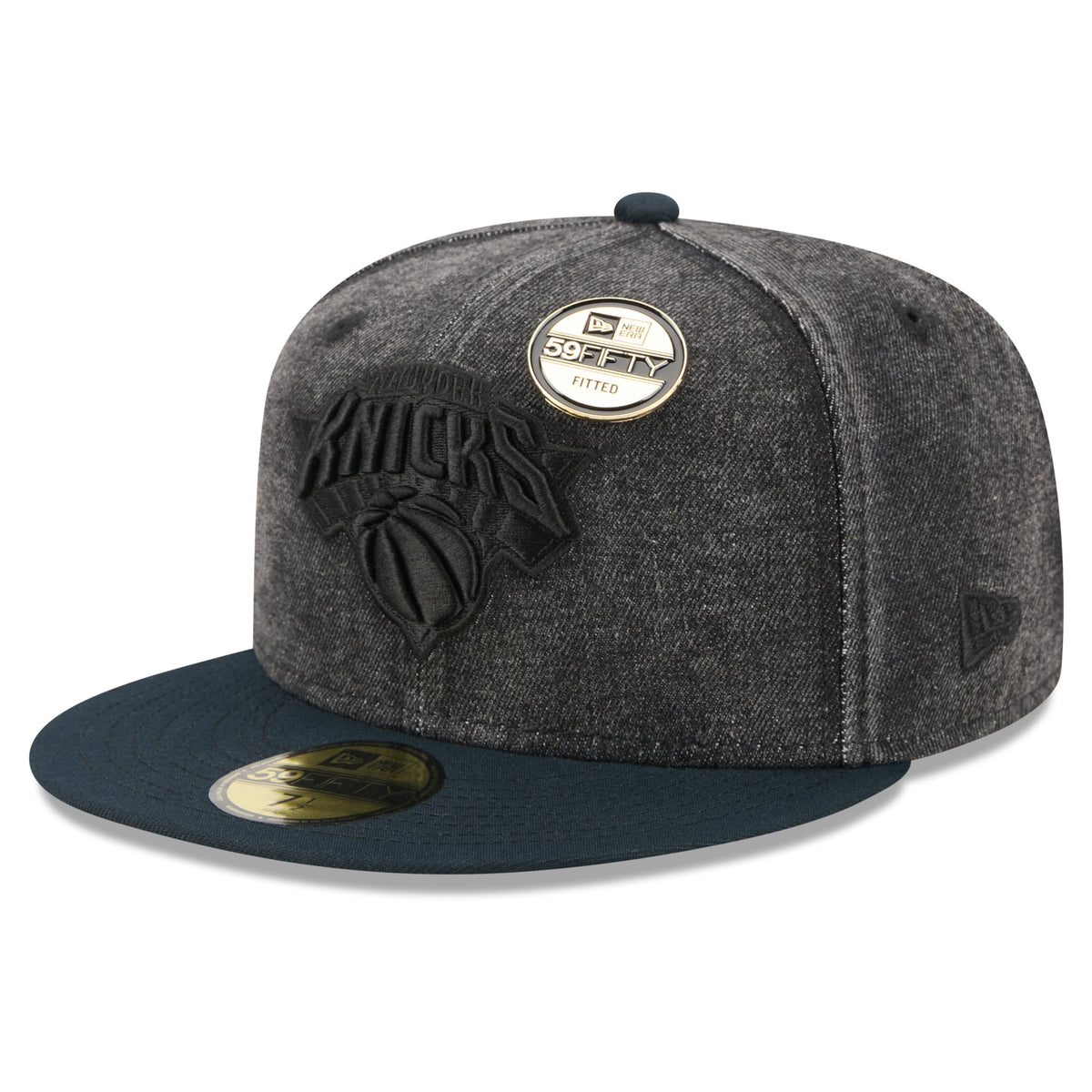 Men's New York Knicks  New Era Black Washed Denim 59FIFTY Fitted Hat