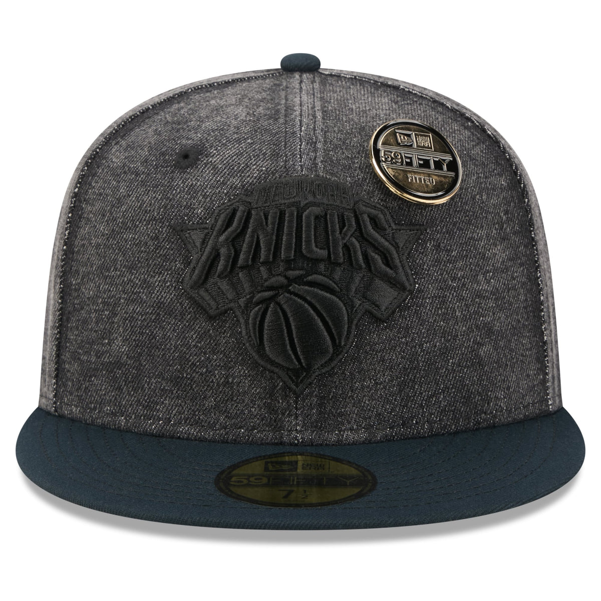Men's New York Knicks  New Era Black Washed Denim 59FIFTY Fitted Hat