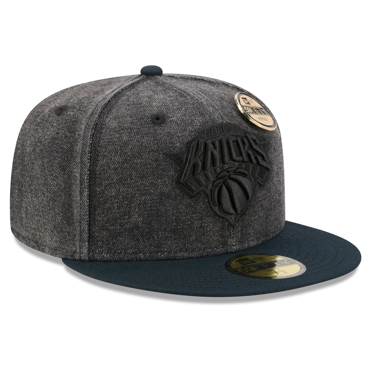 Men's New York Knicks  New Era Black Washed Denim 59FIFTY Fitted Hat