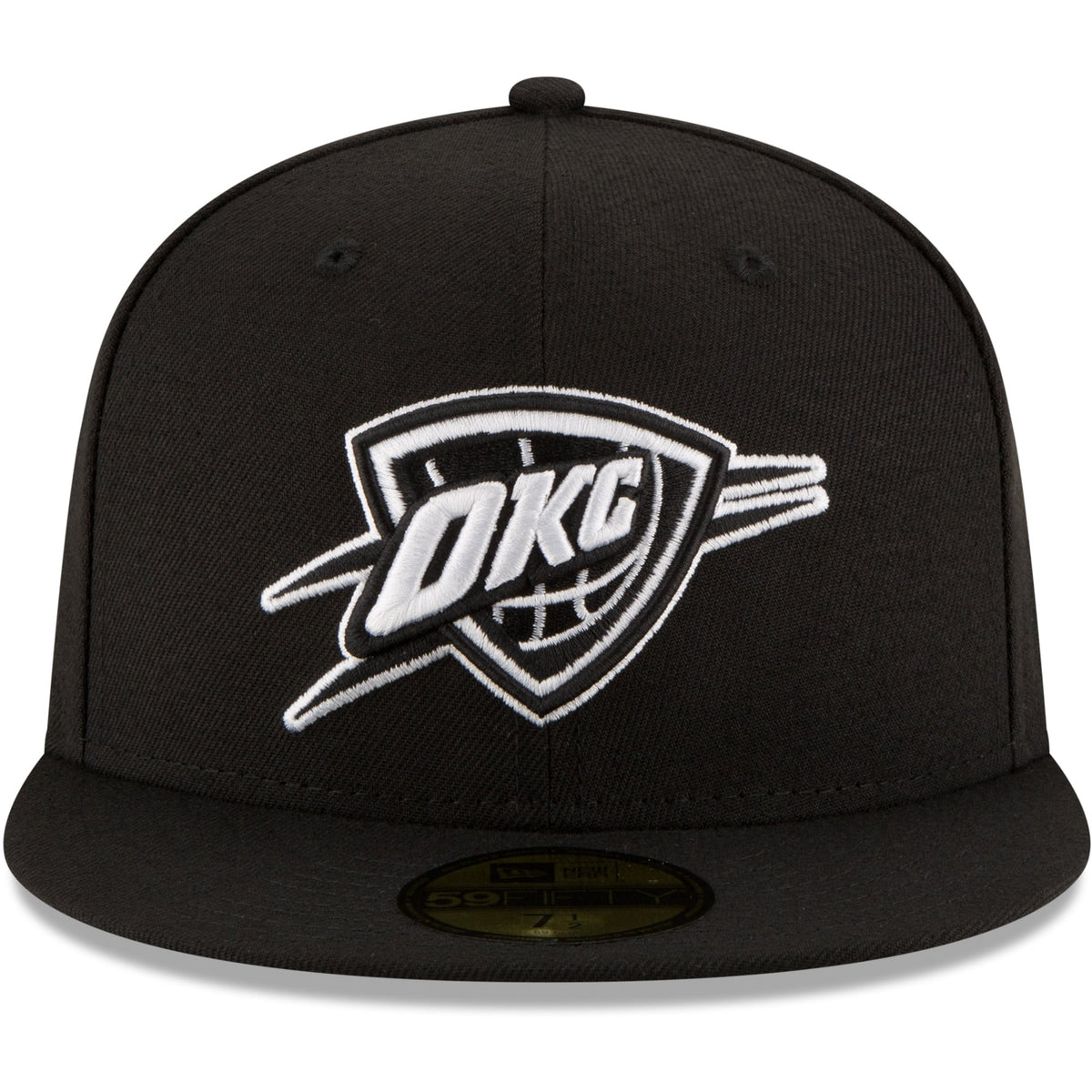 Men's Oklahoma City Thunder New Era Black Black & White Logo 59FIFTY Fitted Hat