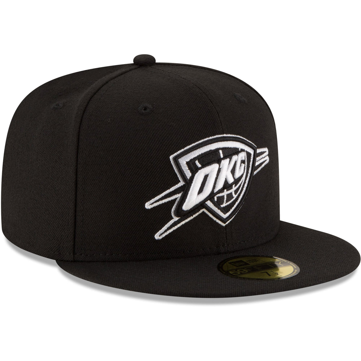 Men's Oklahoma City Thunder New Era Black Black & White Logo 59FIFTY Fitted Hat