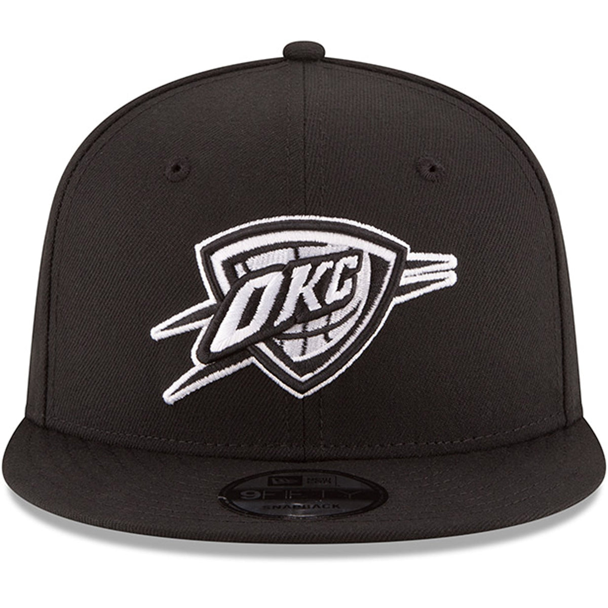 Men's Oklahoma City Thunder New Era Black Black & White Logo 9FIFTY Adjustable Snapback Hat