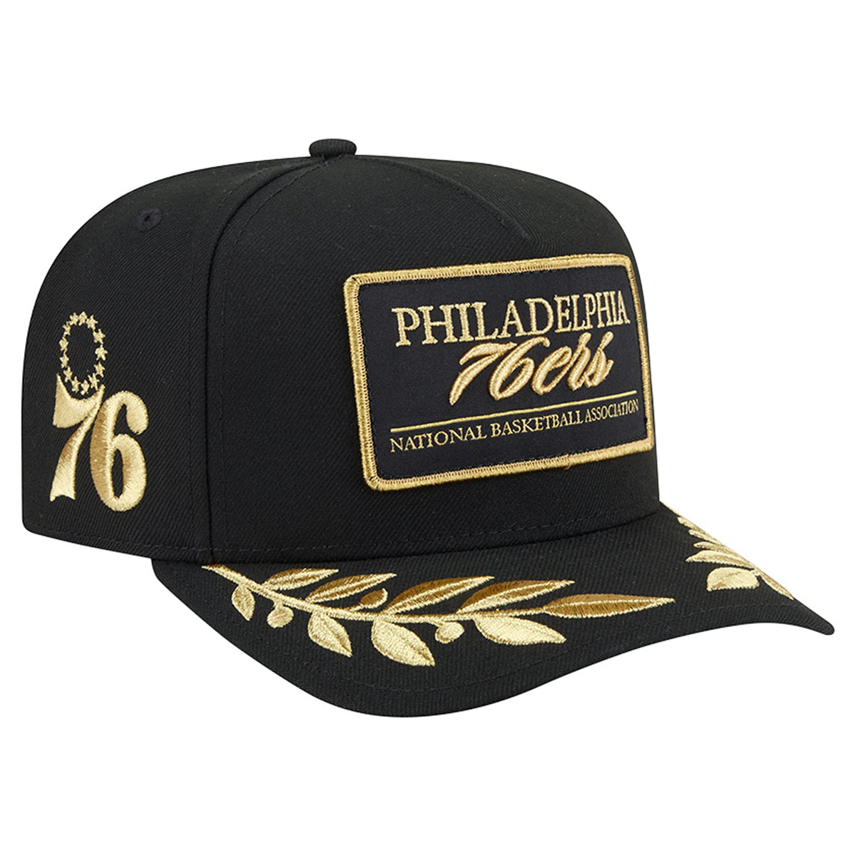 Men's Philadelphia 76ers  New Era Black Golden 9FIFTY Snapback Hat