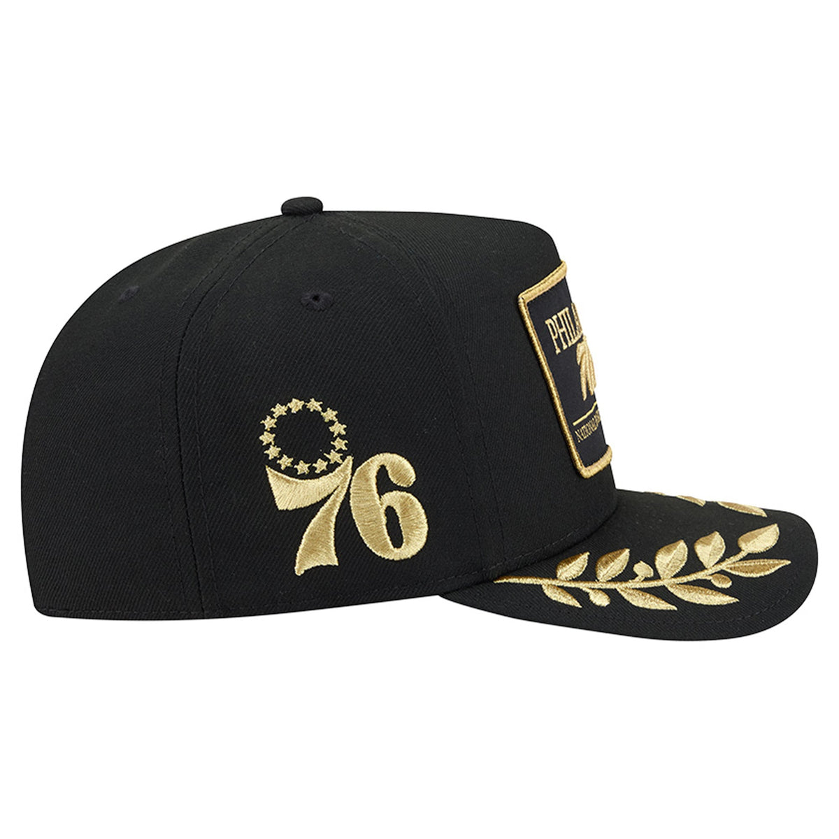 Men's Philadelphia 76ers  New Era Black Golden 9FIFTY Snapback Hat