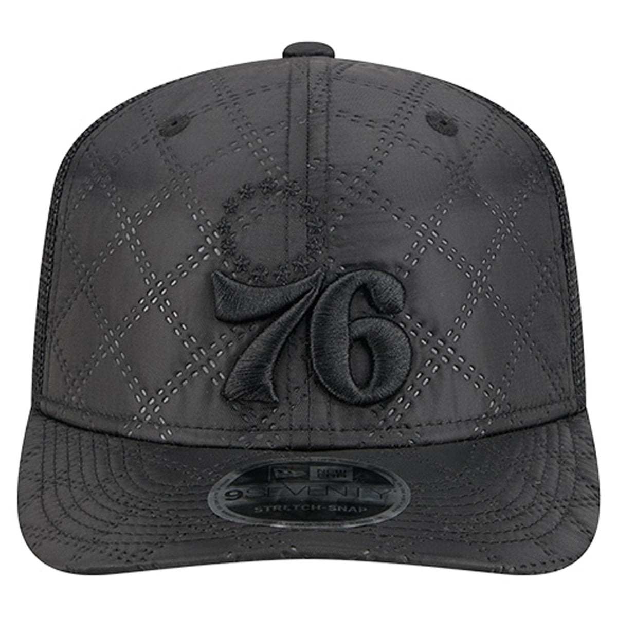 Men's Philadelphia 76ers  New Era Black Quilted 9SEVENTY Trucker Adjustable Hat