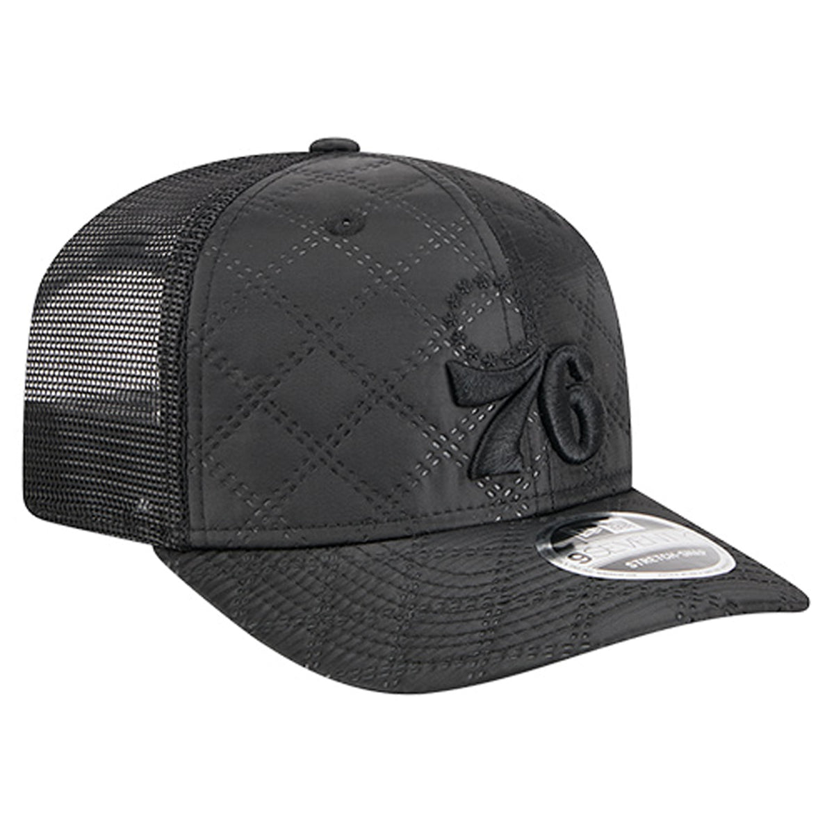 Men's Philadelphia 76ers  New Era Black Quilted 9SEVENTY Trucker Adjustable Hat