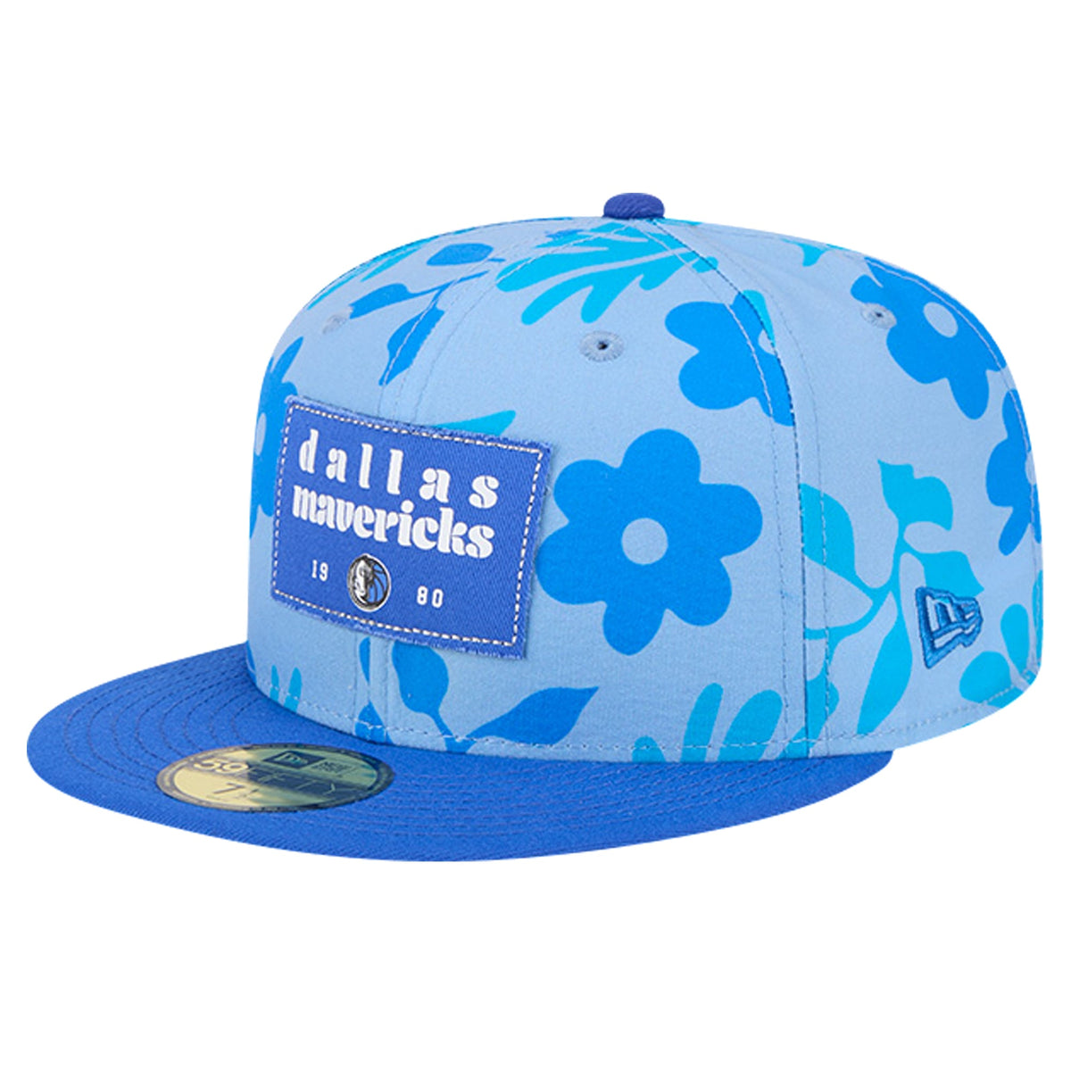 Men's Dallas Mavericks New Era Blue Palm Fronds 2-Tone 59FIFTY Fitted Hat