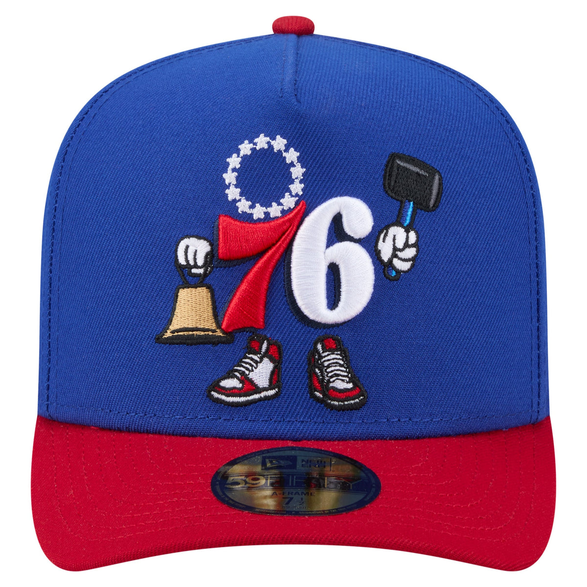 Men's Philadelphia 76ers  New Era Blue Injection Cartoon Logo A-Frame 59FIFTY Fitted Hat