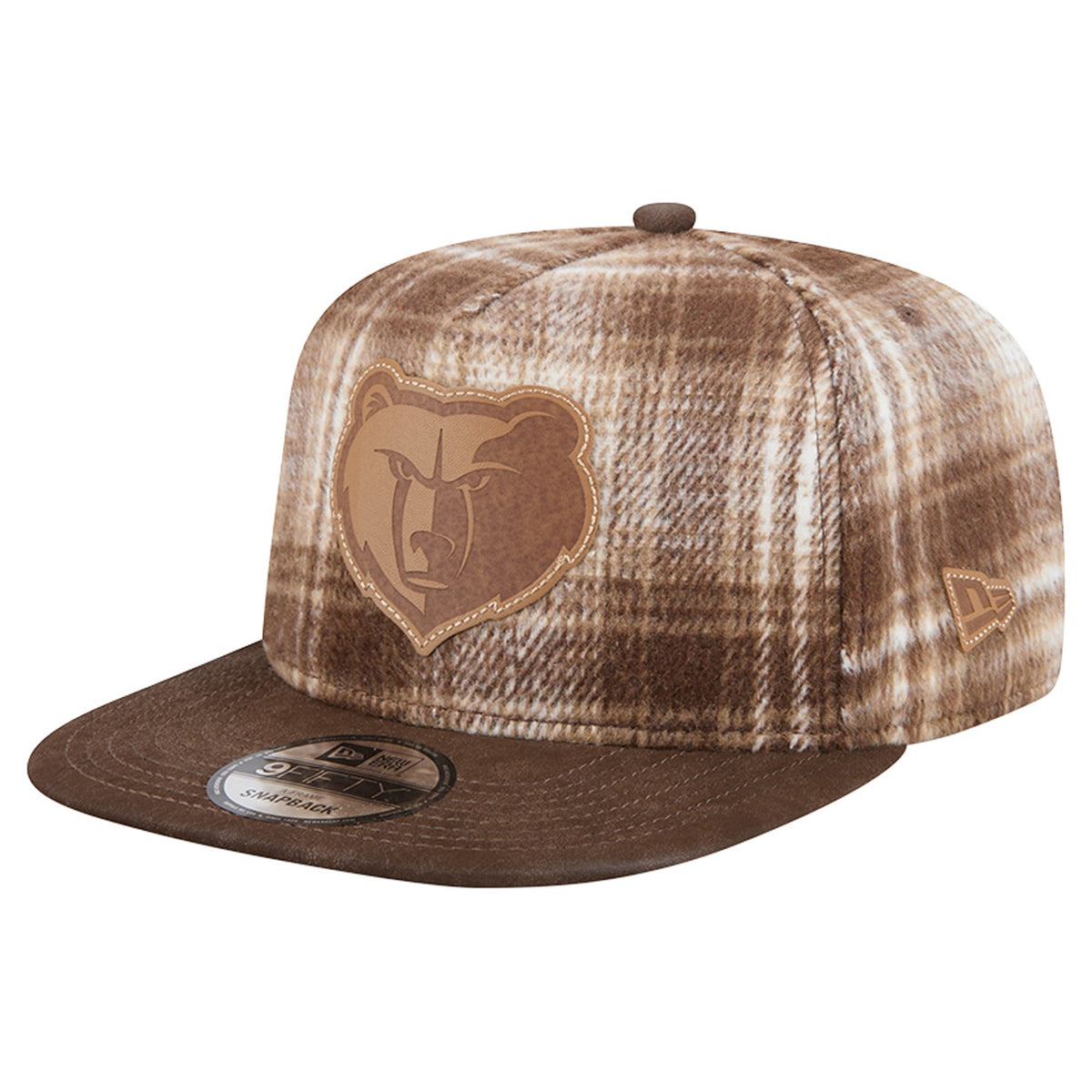 Men's Memphis Grizzlies New Era Brown Plaid 9FIFTY A-Frame Adjustable Hat