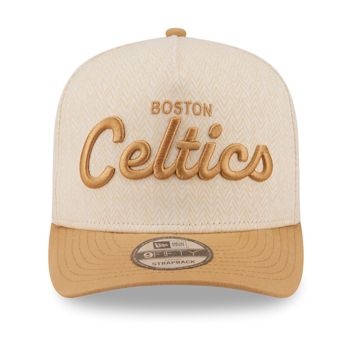 Men's Boston Celtics  New Era Cream Herringbone 9FIFTY A-Frame Snapback Hat