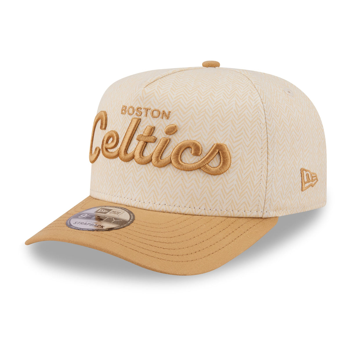Men's Boston Celtics  New Era Cream Herringbone 9FIFTY A-Frame Snapback Hat