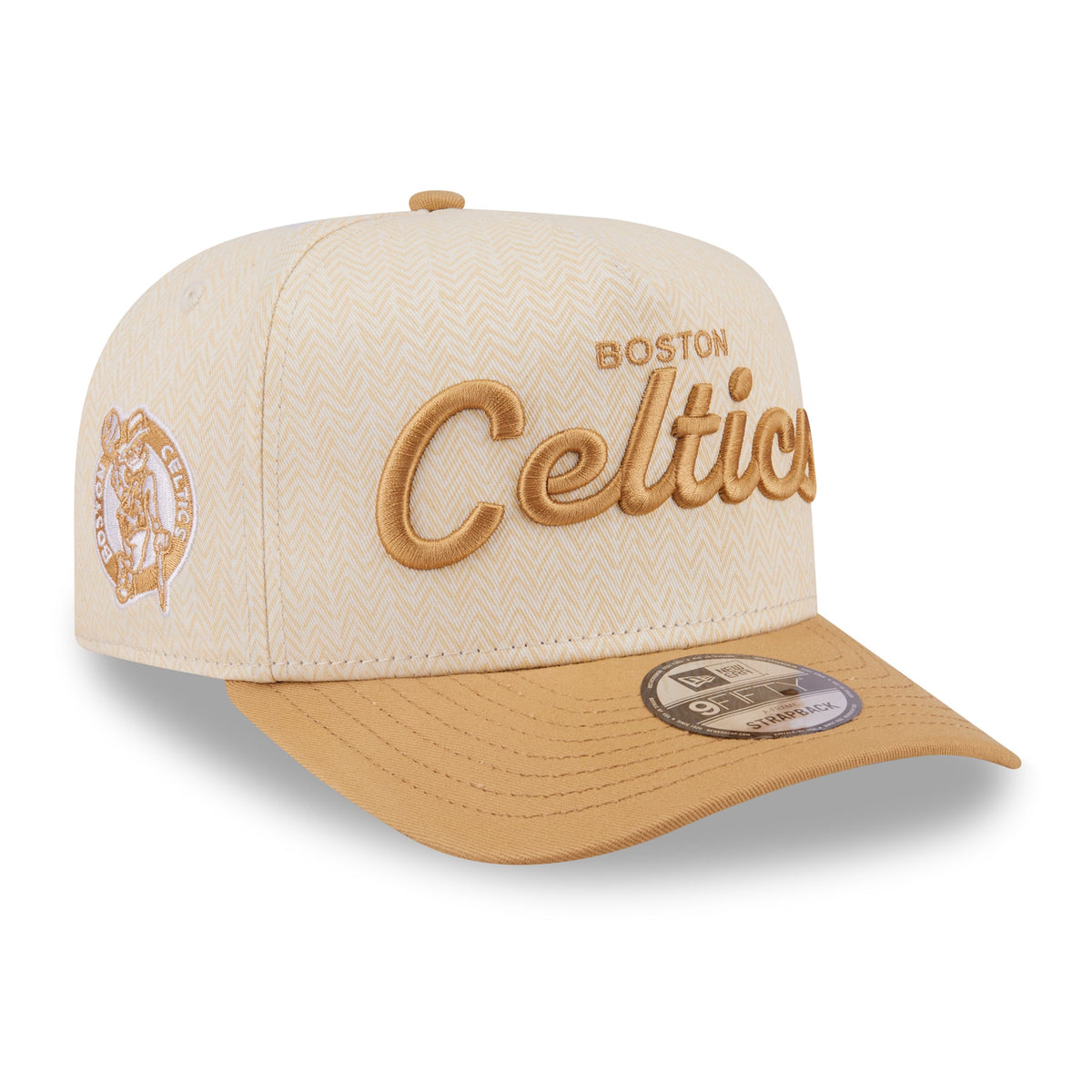 Men's Boston Celtics  New Era Cream Herringbone 9FIFTY A-Frame Snapback Hat