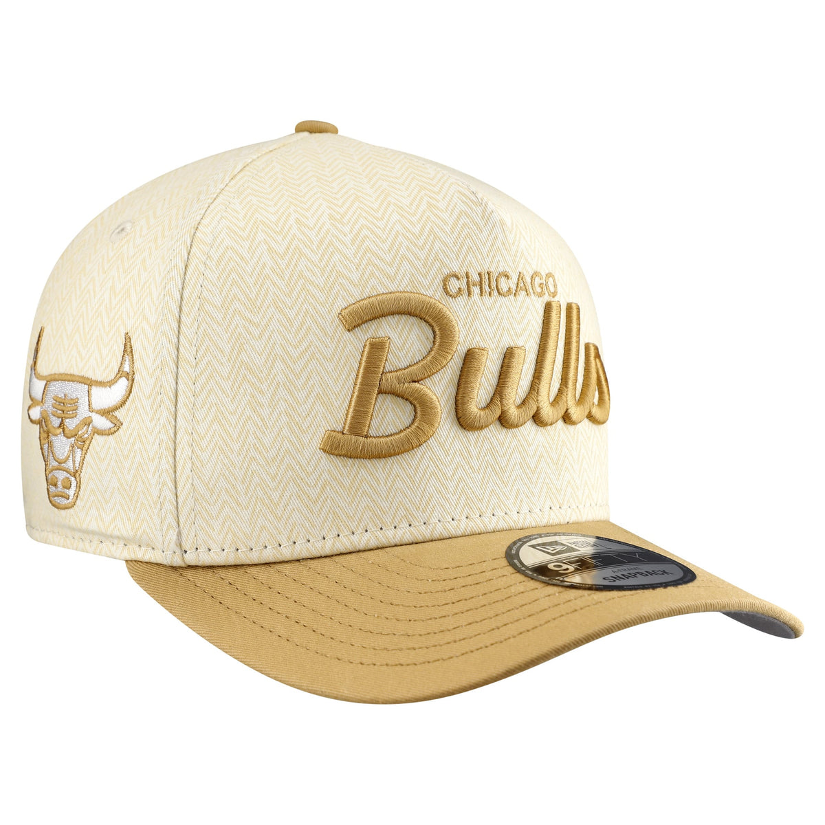 Men's Chicago Bulls  New Era Cream Herringbone 9FIFTY A-Frame Snapback Hat