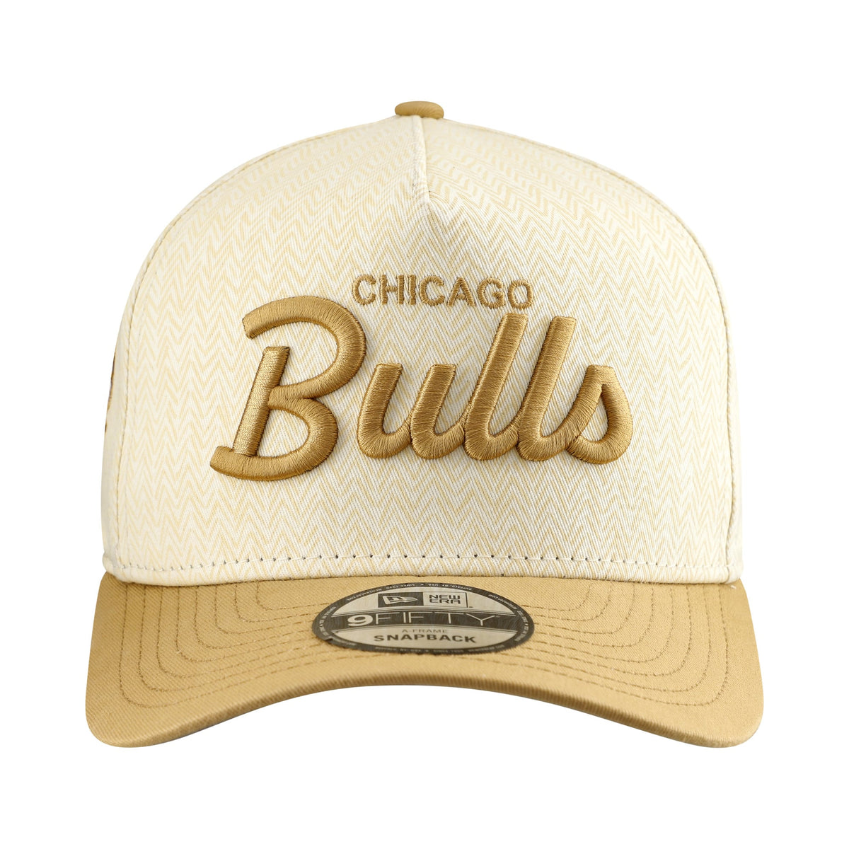 Men's Chicago Bulls  New Era Cream Herringbone 9FIFTY A-Frame Snapback Hat