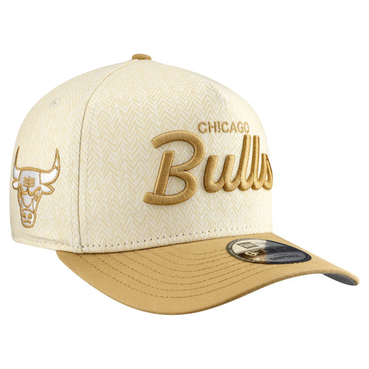 Men's Chicago Bulls  New Era Cream Herringbone 9FIFTY A-Frame Snapback Hat