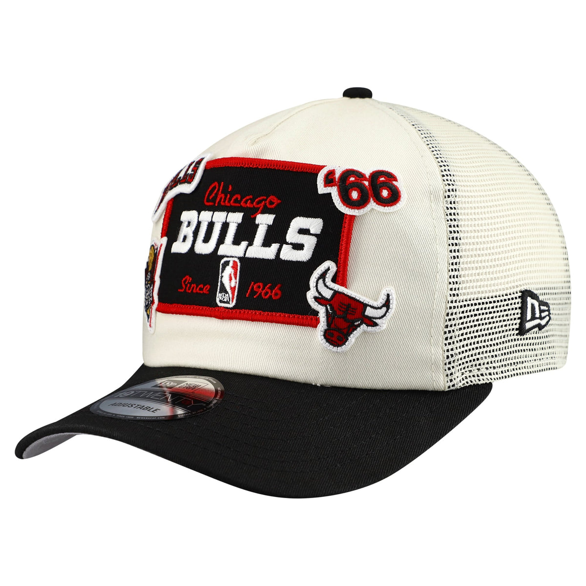 Men's Chicago Bulls New Era Cream Layered Patch 19TWENTY Adjustable Hat