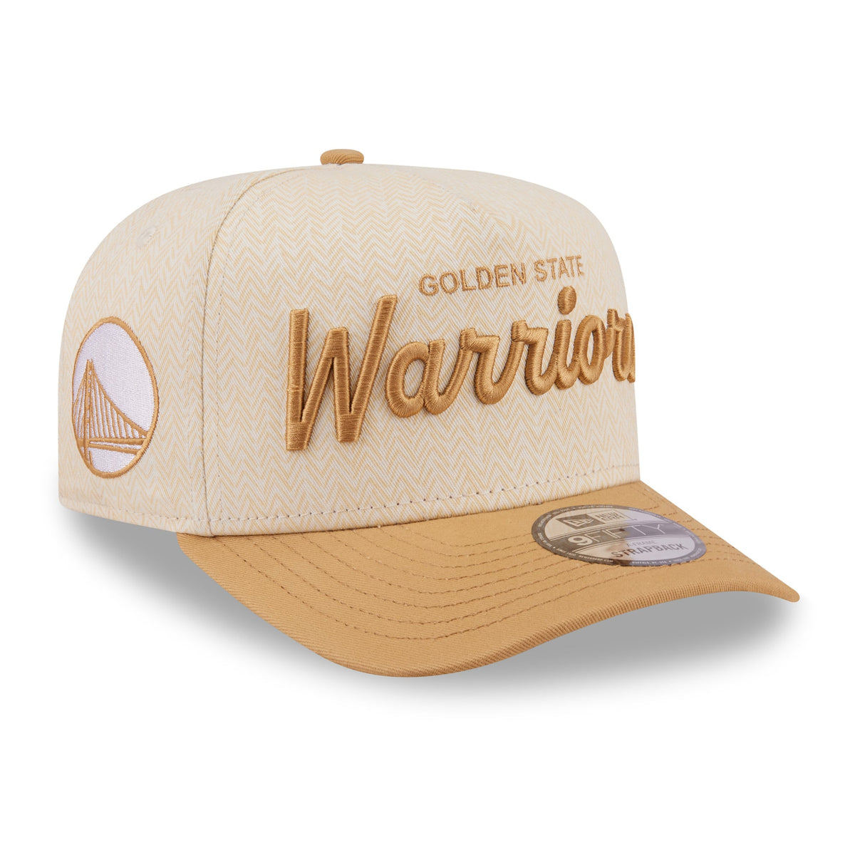 Men's Golden State Warriors  New Era Cream Herringbone 9FIFTY A-Frame Snapback Hat
