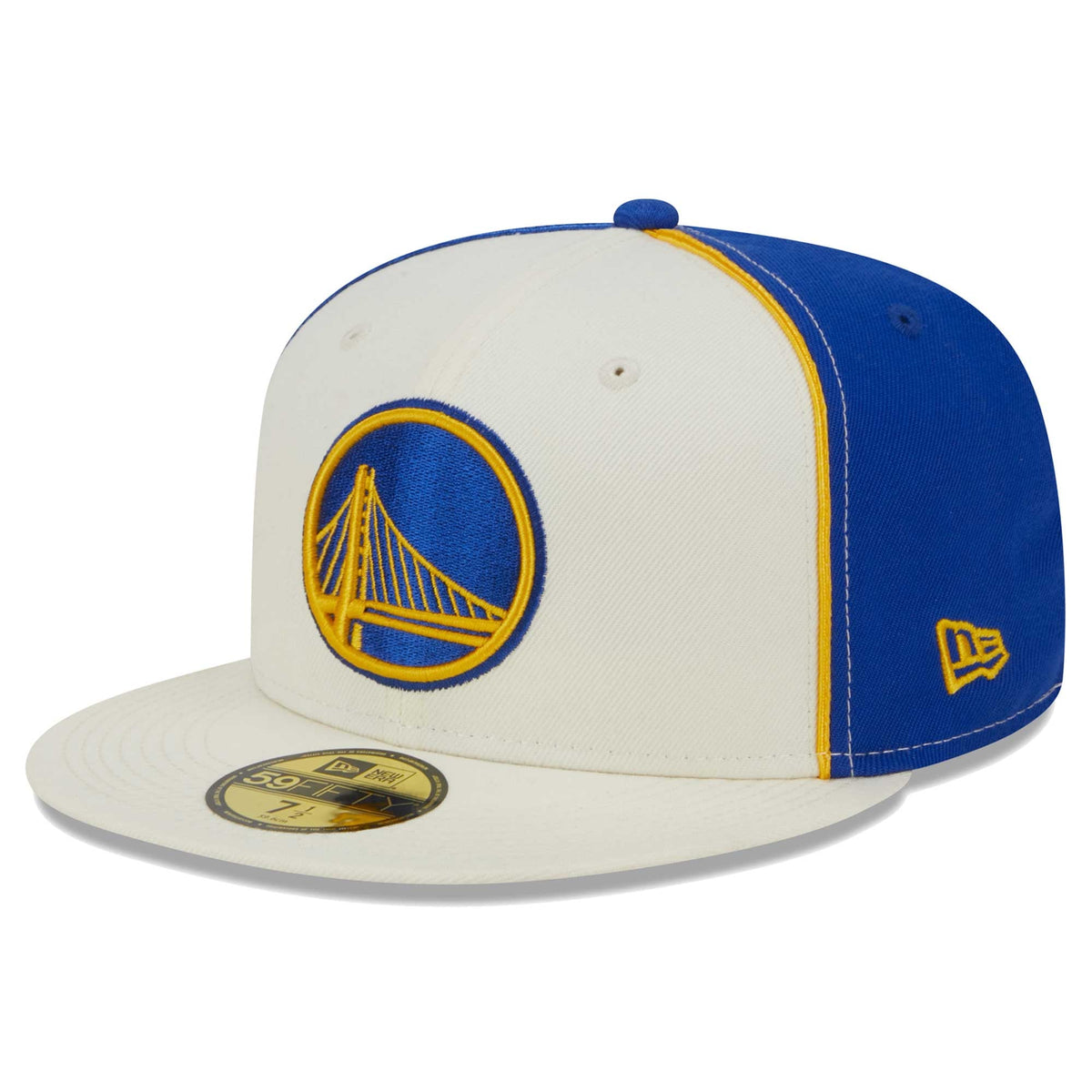Men's Golden State Warriors New Era Cream Piped Pop Panel 59FIFTY Fitted Hat