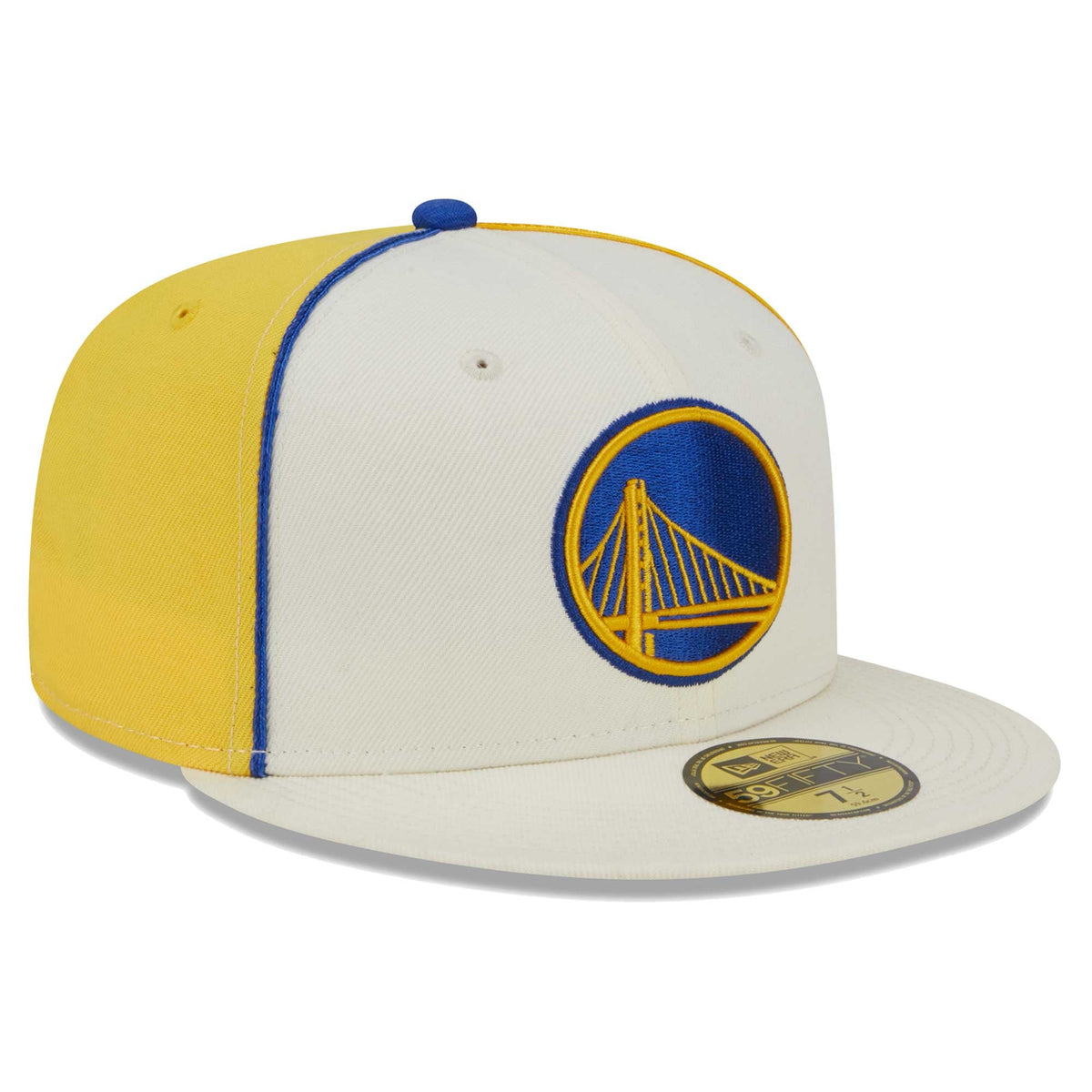 Men's Golden State Warriors New Era Cream Piped Pop Panel 59FIFTY Fitted Hat