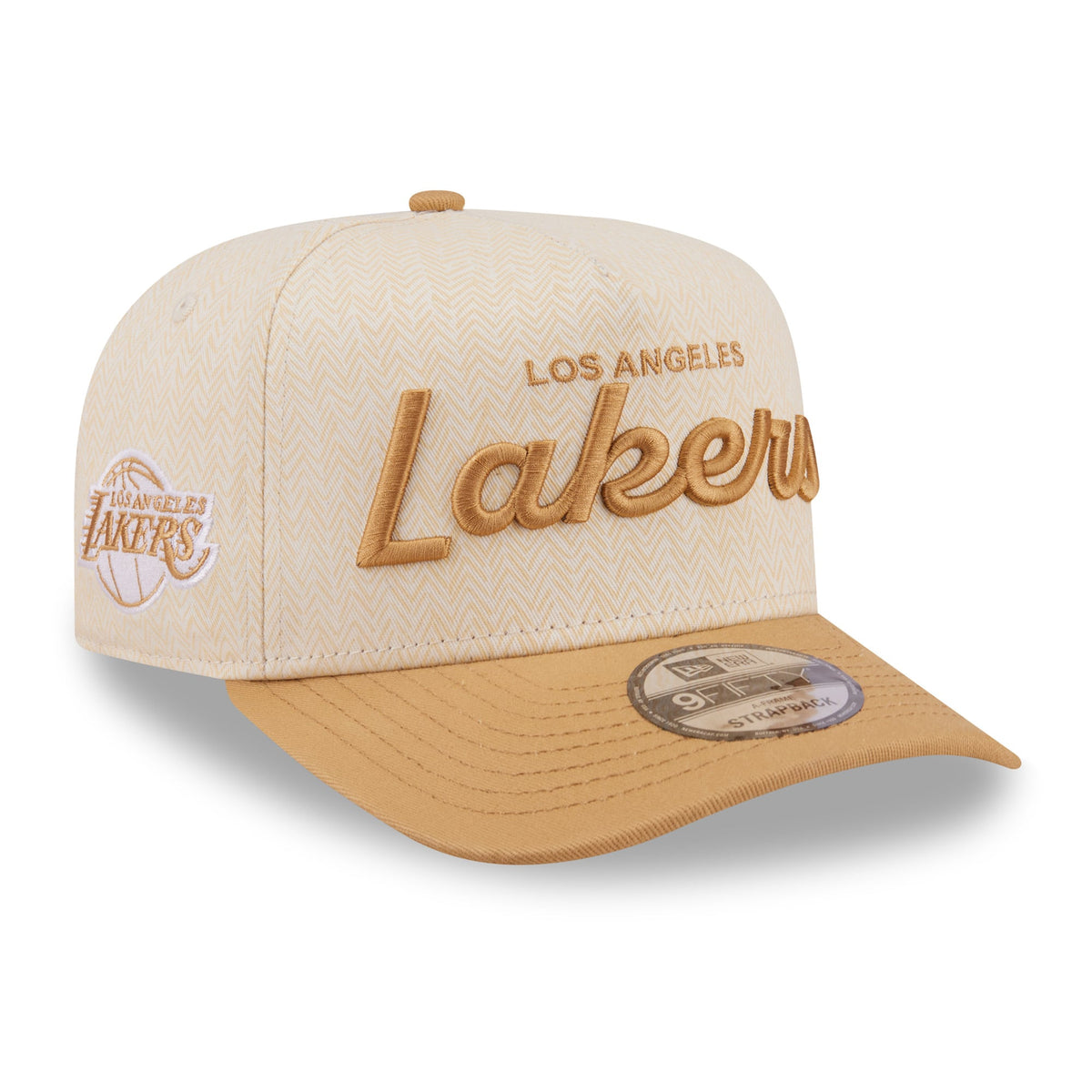 Men's Los Angeles Lakers  New Era Cream Herringbone 9FIFTY A-Frame Snapback Hat