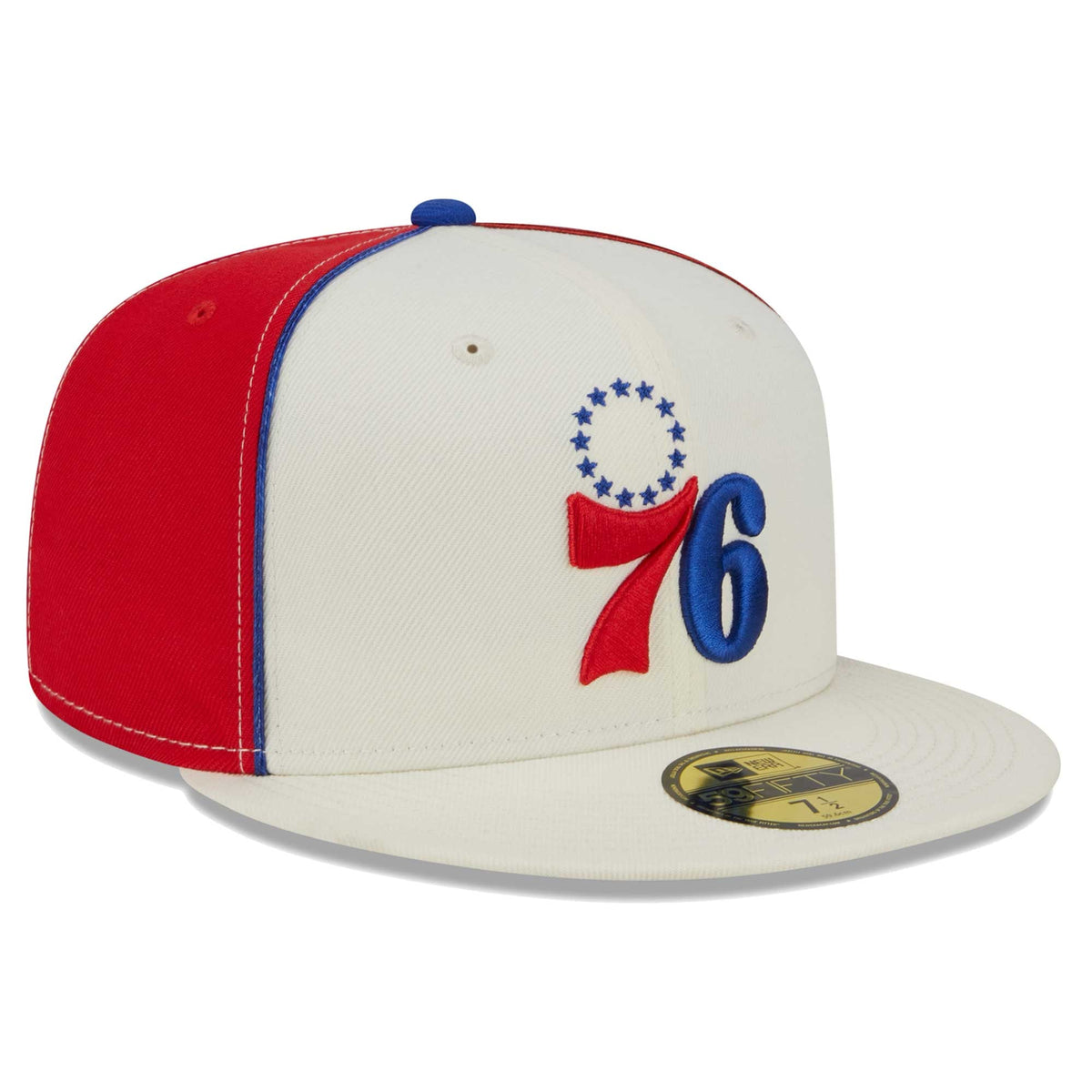 Men's Philadelphia 76ers New Era Cream Piped Pop Panel 59FIFTY Fitted Hat