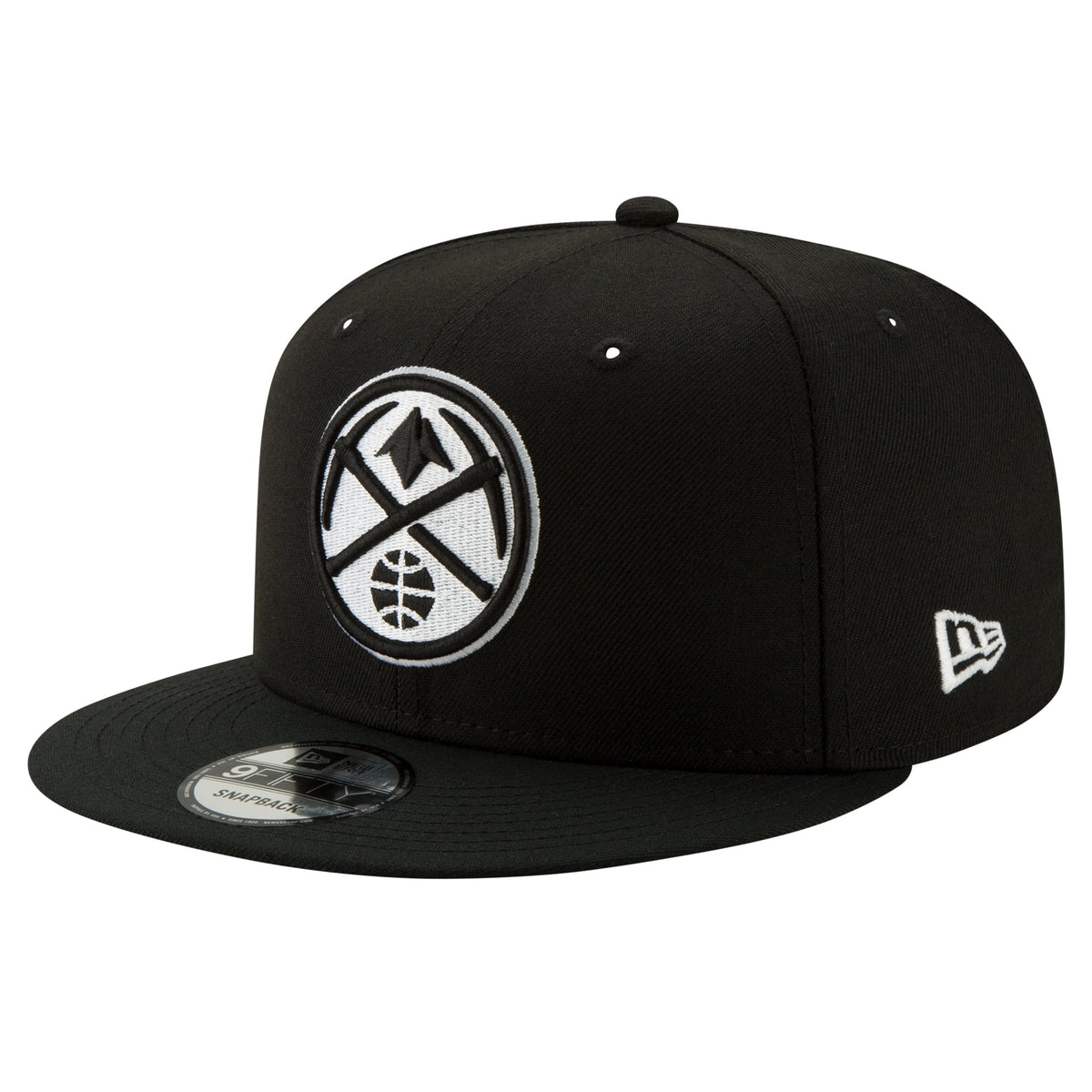 Men's Denver Nuggets New Era Black & White 9FIFTY Snapback Hat