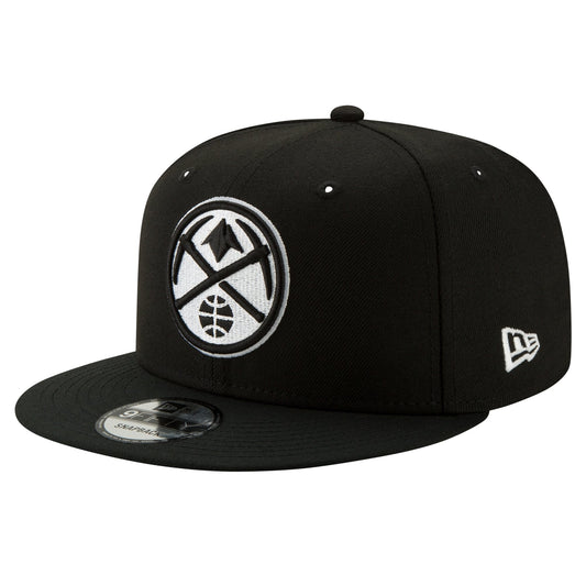 Men's Denver Nuggets New Era Black & White 9FIFTY Snapback Hat