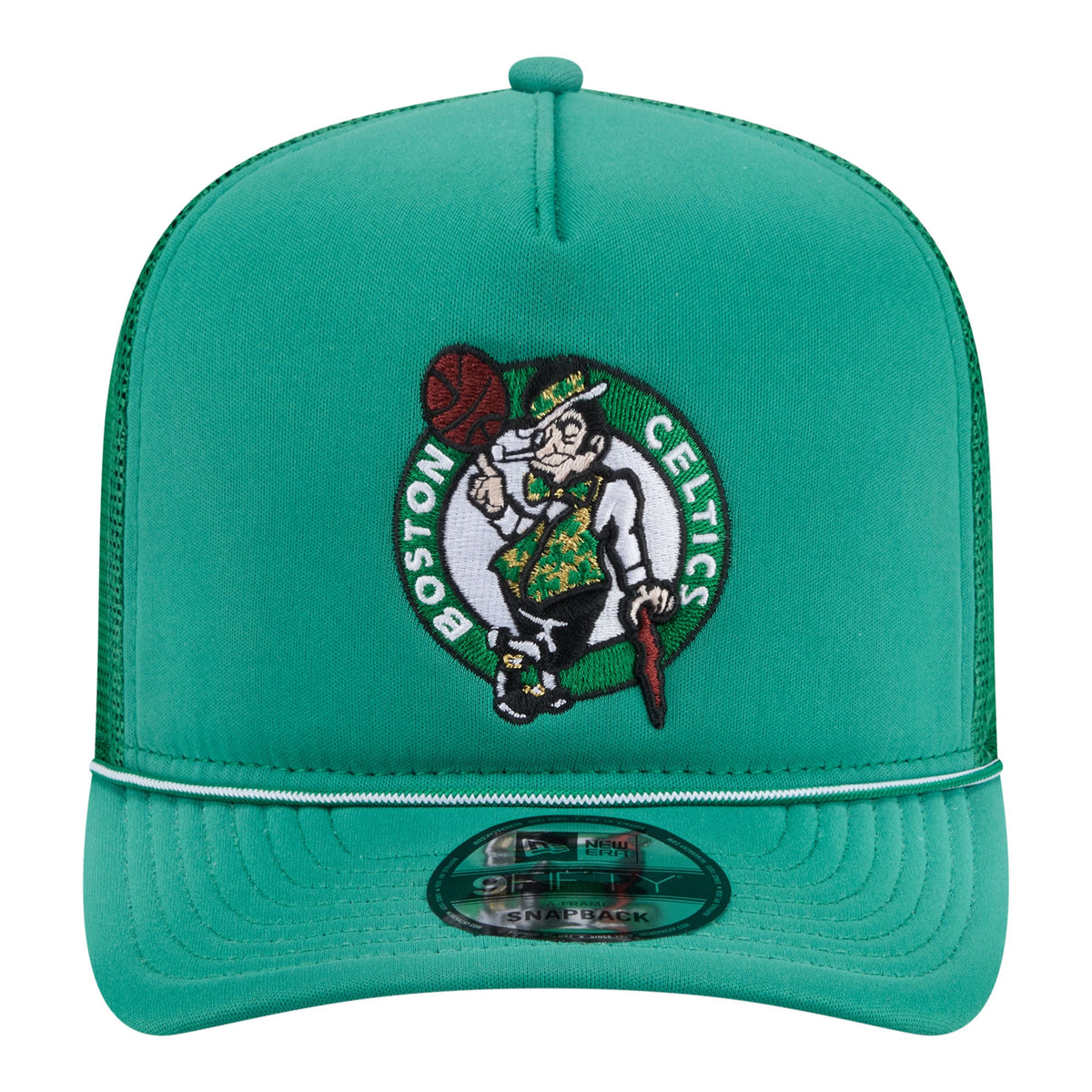 Men's Boston Celtics New Era Kelly Green Faded Foam Front 9FIFTY A-Frame Adjustable Trucker Hat