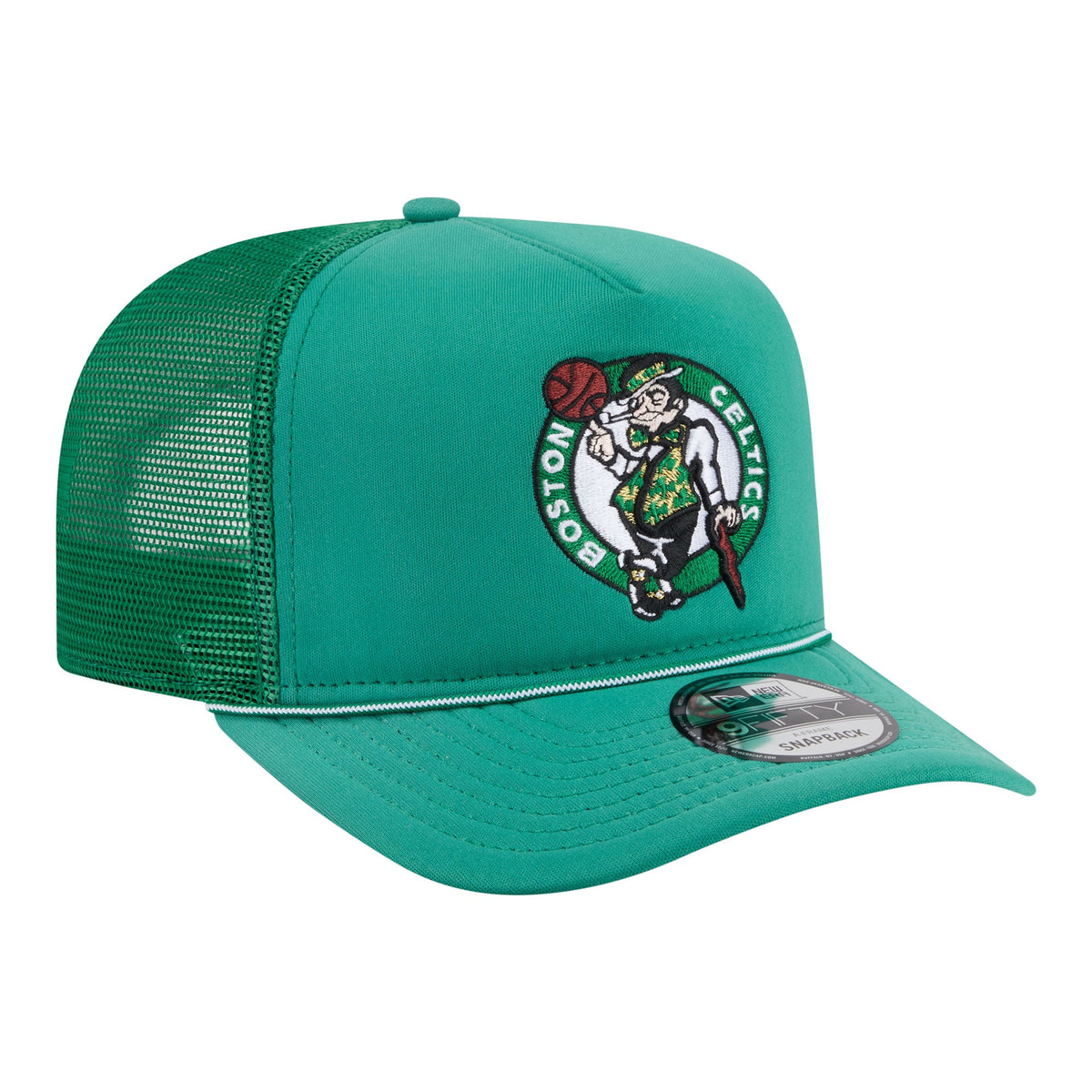 Men's Boston Celtics New Era Kelly Green Faded Foam Front 9FIFTY A-Frame Adjustable Trucker Hat