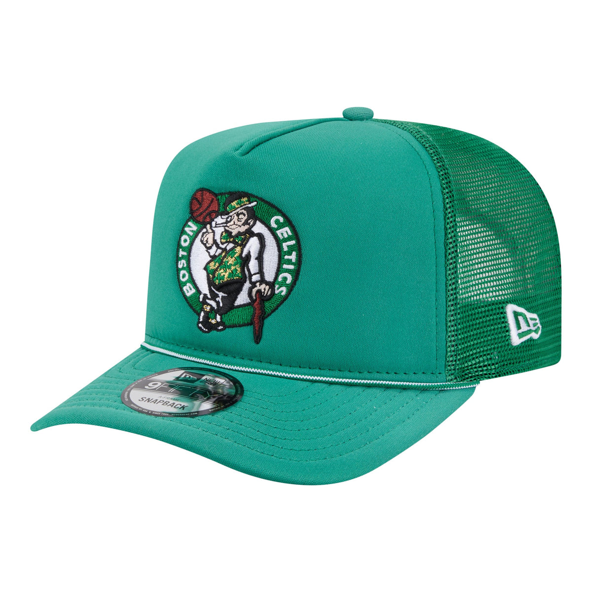 Men's Boston Celtics New Era Kelly Green Faded Foam Front 9FIFTY A-Frame Adjustable Trucker Hat