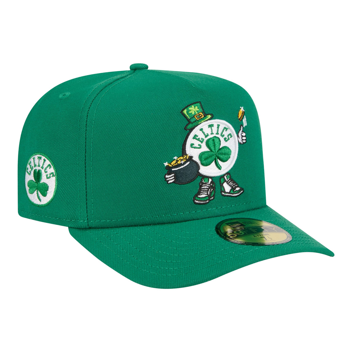 Men's Boston Celtics  New Era Kelly Green Injection Cartoon Logo A-Frame 59FIFTY Fitted Hat