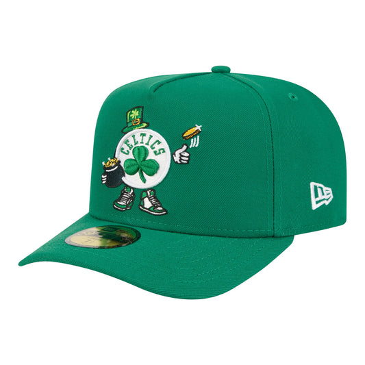 Men's Boston Celtics  New Era Kelly Green Injection Cartoon Logo A-Frame 59FIFTY Fitted Hat