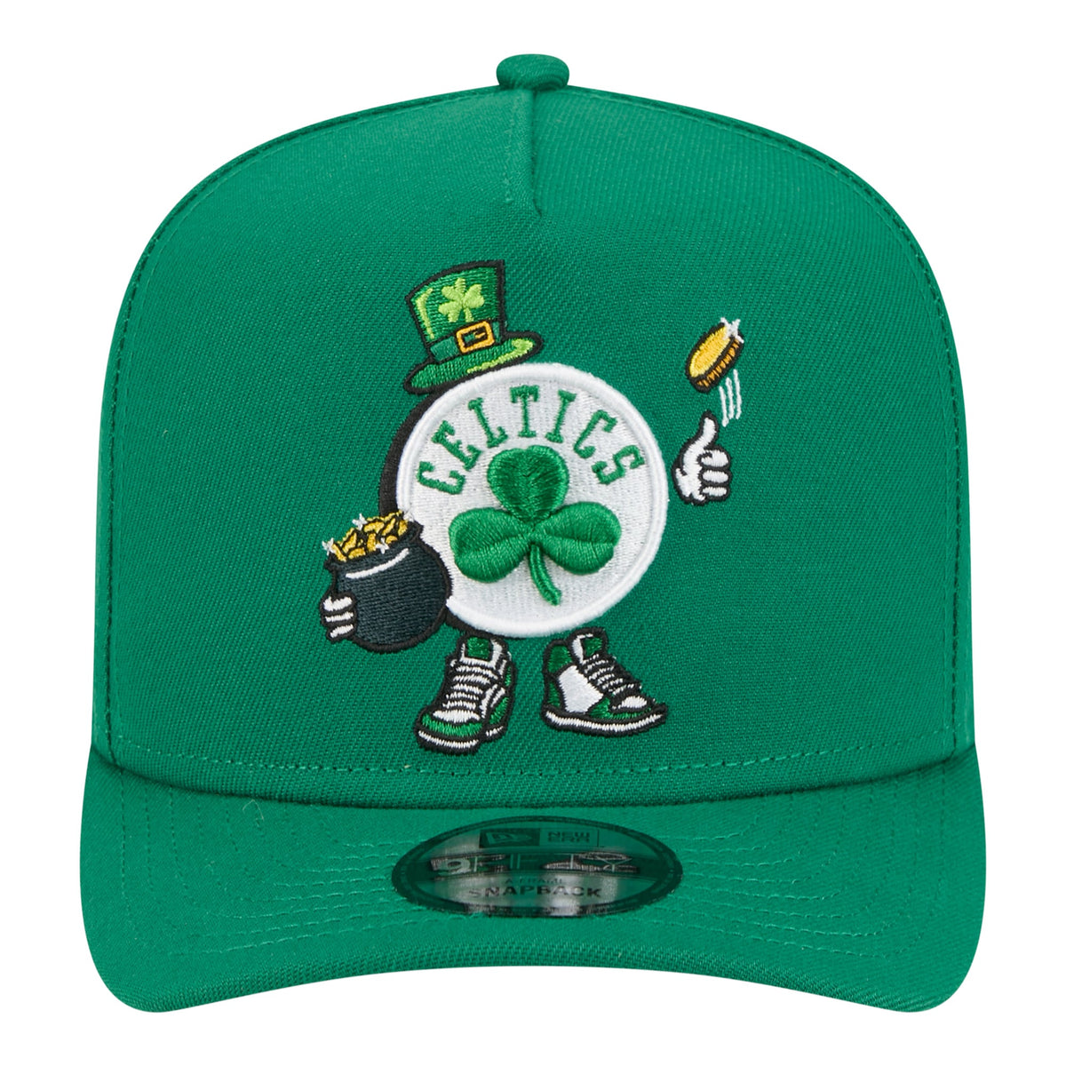 Men's Boston Celtics  New Era Kelly Green Injection Cartoon Logo A-Frame 9FIFTY Adjustable Hat