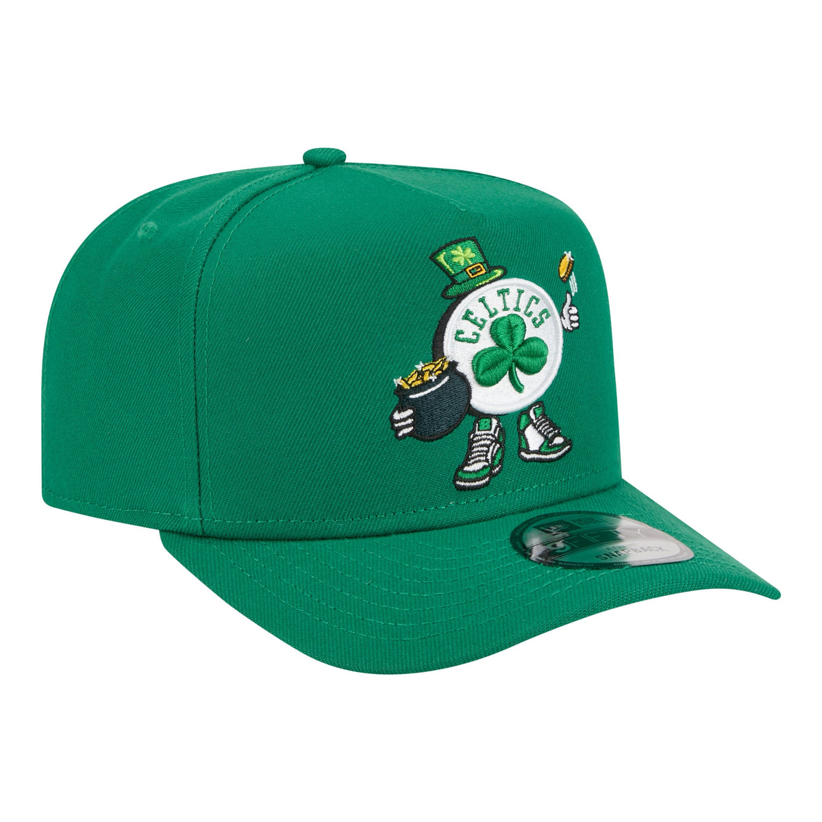 Men's Boston Celtics  New Era Kelly Green Injection Cartoon Logo A-Frame 9FIFTY Adjustable Hat