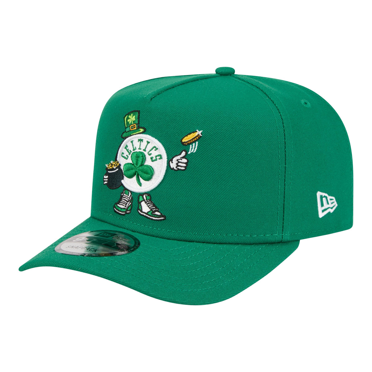 Men's Boston Celtics  New Era Kelly Green Injection Cartoon Logo A-Frame 9FIFTY Adjustable Hat