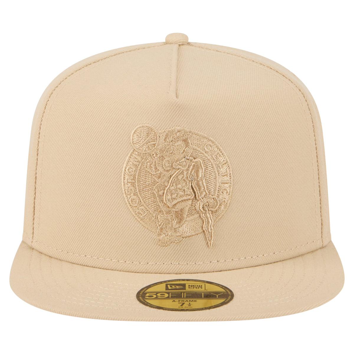 Men's Boston Celtics New Era Khaki Color Pack A-Frame 59FIFTY Fitted Hat