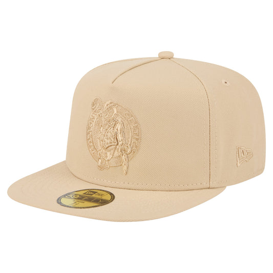 Men's Boston Celtics New Era Khaki Color Pack A-Frame 59FIFTY Fitted Hat