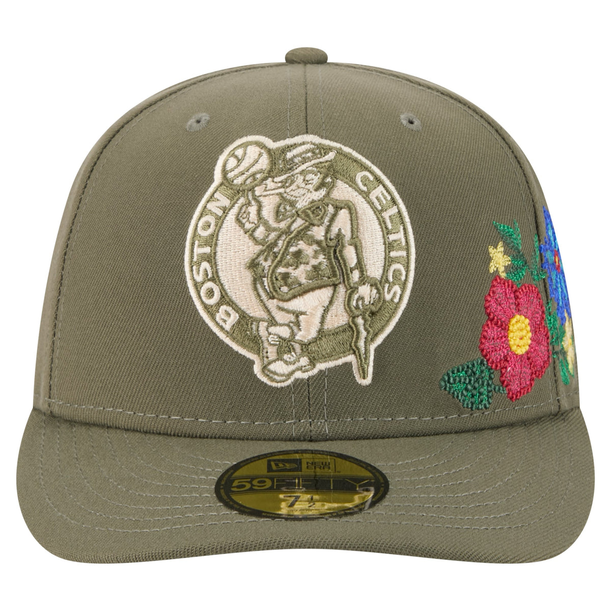 Men's Boston Celtics New Era Olive Tonal Florals 59FIFTY Fitted Hat