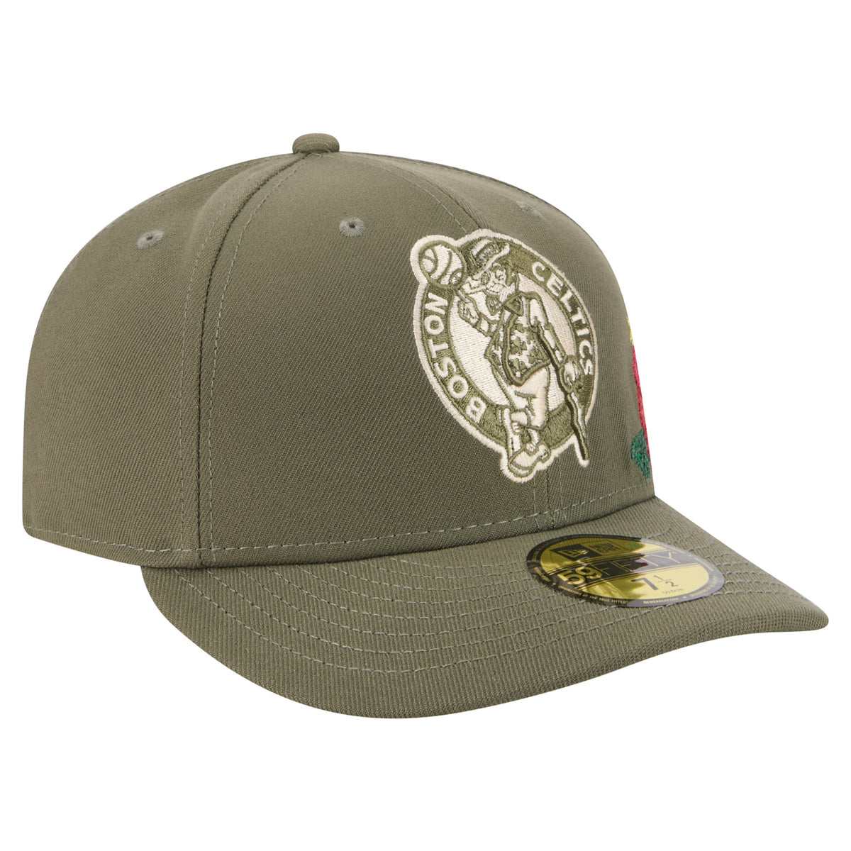 Men's Boston Celtics New Era Olive Tonal Florals 59FIFTY Fitted Hat