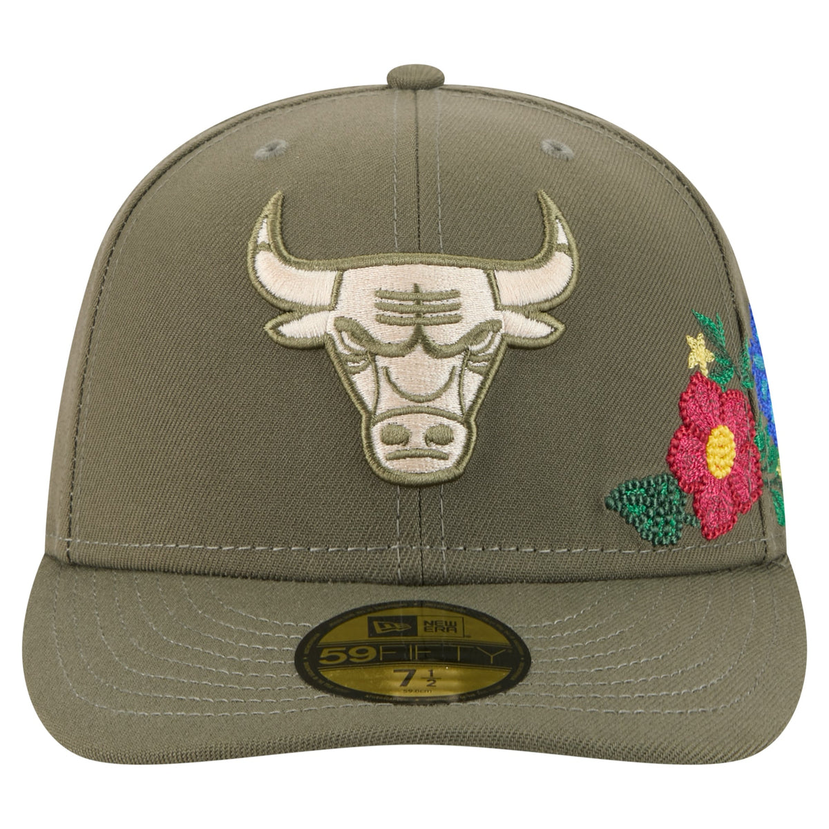Men's Chicago Bulls New Era Olive Tonal Florals 59FIFTY Fitted Hat