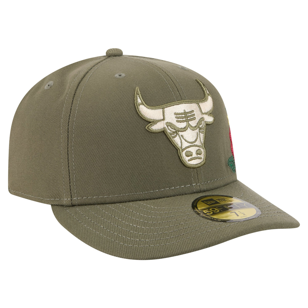 Men's Chicago Bulls New Era Olive Tonal Florals 59FIFTY Fitted Hat