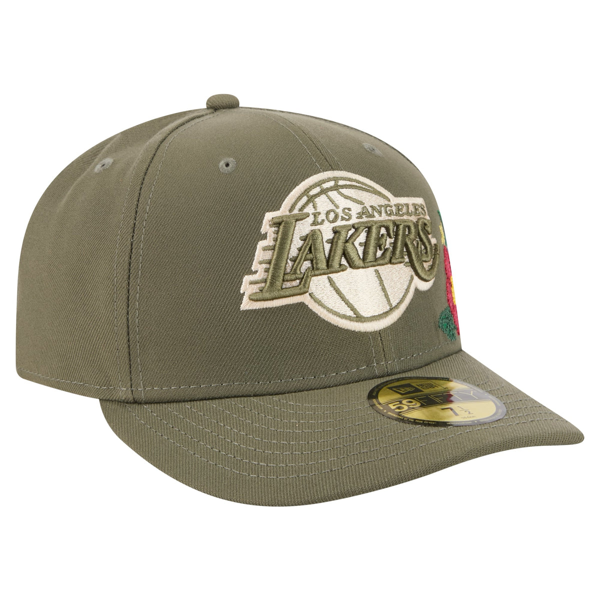 Men's Los Angeles Lakers New Era Olive Tonal Florals 59FIFTY Fitted Hat