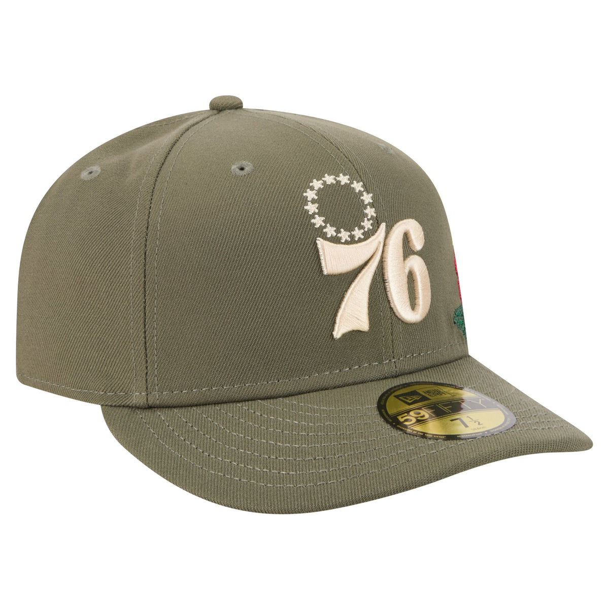 Men's Philadelphia 76ers New Era Olive Tonal Florals 59FIFTY Fitted Hat