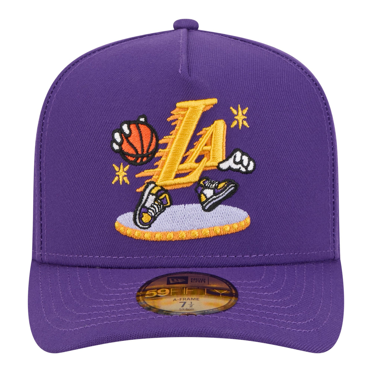 Men's Los Angeles Lakers  New Era Purple Injection Cartoon Logo A-Frame 59FIFTY Fitted Hat